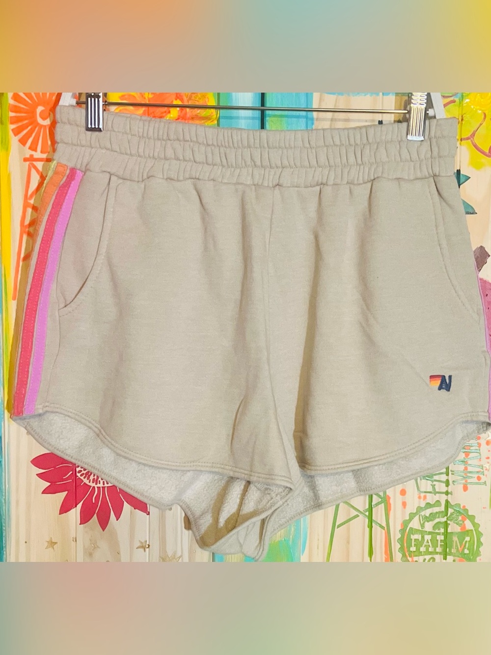 Aviator Nation 5 Stripe Pocket Club Shorts|Tan/Kahki Striped – XL